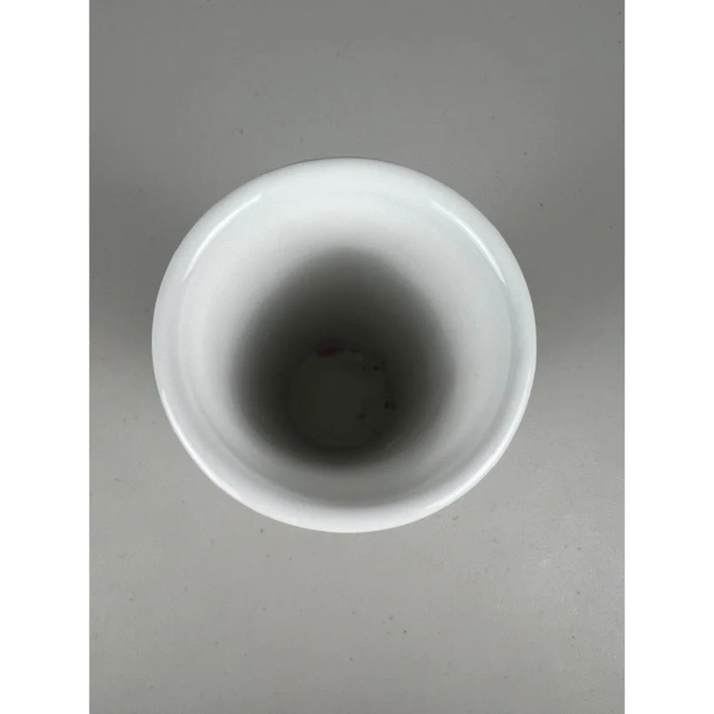 Marjolein Bastin Ceramic Cylinder Vase White Floral Tulips‎ Bee Butterfly 8.25in